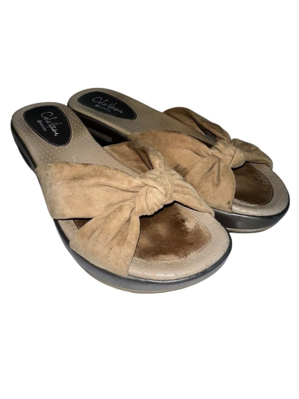 COLE HAAN Platform Sandals Slides Suede AIR Comfort Women's US 5.5 B Tan Suede